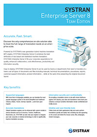 SYSTRAN Enterprise Server 8 Team Edition datasheet